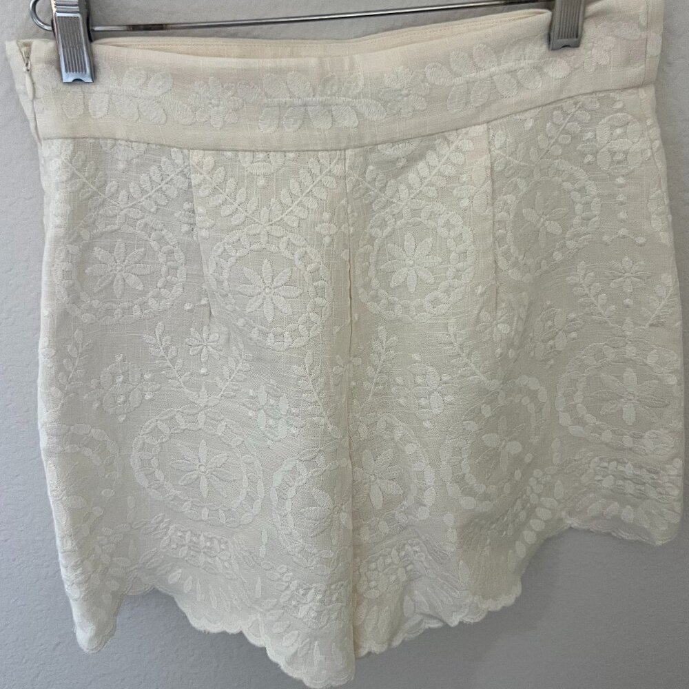 Zara White EMBROIDERED SHORTS